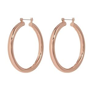Luv AJ Rose Gold Tube Hoop Earrings